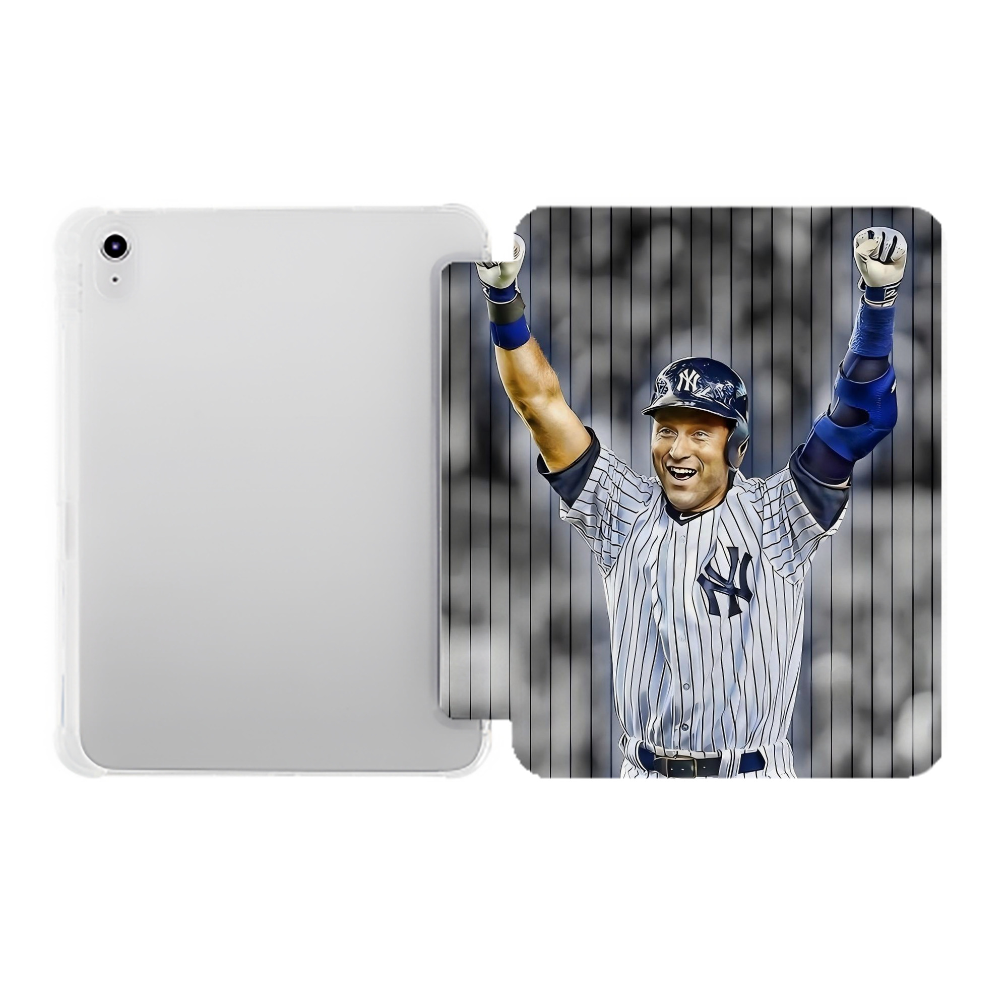 Derek Jeter 45 Premium Tri-Fold PU Leather & Silicone IPad Case With Pencil Slot – Fits 9.5,10.5,10.9 – Adjustable Stand, Slim, Protective
